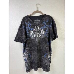 Affliction Shirt Mens XL Black Blue Georges St-Pierre Rush Signature Series MMA